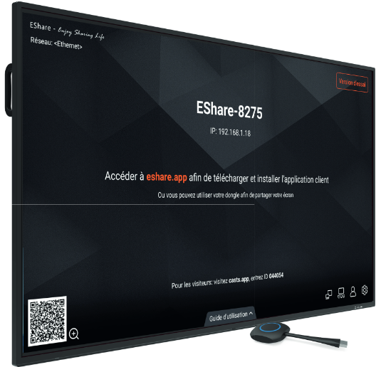 Ecran interactif Easypitch ProShare, 75", Silk-In, 4K