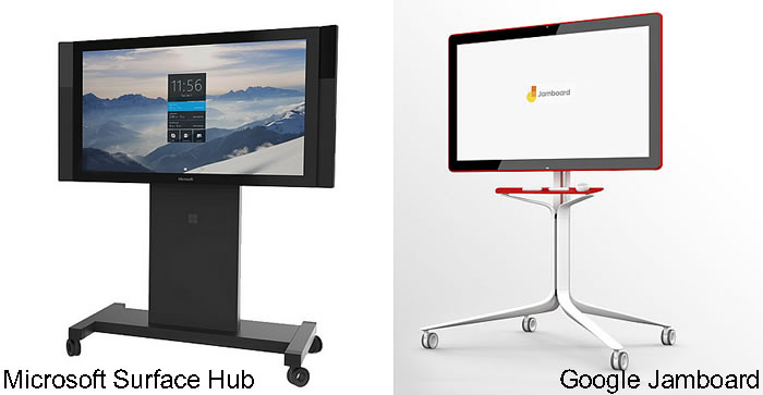 Comparaison Microsoft Hub et Google Jamboard